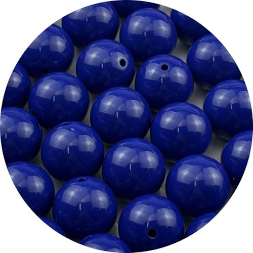 40pcs Acrylic Round Beads for Crafts 20mm Resin Candy Color Spacer Beads with Hole for Jewelry Making Sewing Crafts Decoration Necklaces Bracelets Earrings Supplies(Dark Sapphire Blue) by Unknown