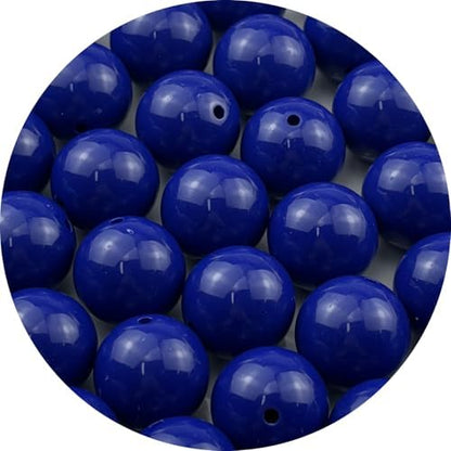 40pcs Acrylic Round Beads for Crafts 20mm Resin Candy Color Spacer Beads with Hole for Jewelry Making Sewing Crafts Decoration Necklaces Bracelets Earrings Supplies(Dark Sapphire Blue) by Unknown