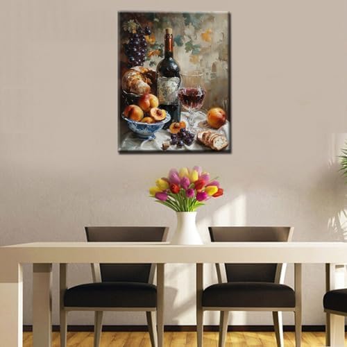 Tucocoo DIY Paint by Numbers for Adults Vintage Wine Fruit DIY Digital Oil Painting Acrylic Paint Fruit Wine Painting Kits Canvas Wall Art Wine Fruit DIY Retro Room Decor 16x20 Inch （Without Frame ） - Image 4
