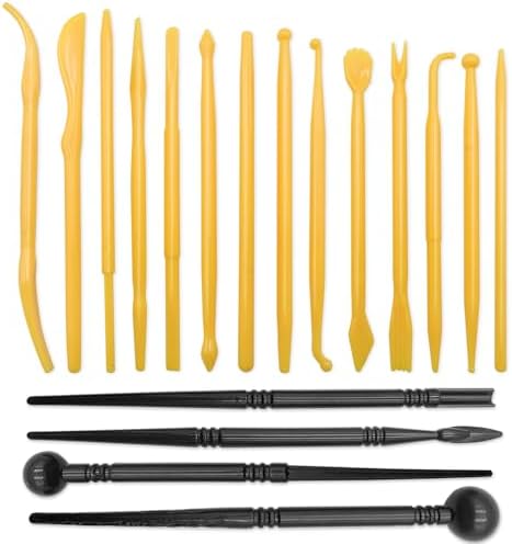 18 Pack Pottery Clay Tool Kit, Sculpting & Dotting Stylus Tools for Craft Modeling by FJCTER