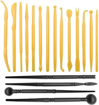 18 Pack Pottery Clay Tool Kit, Sculpting & Dotting Stylus Tools for Craft Modeling by FJCTER