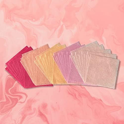 Natural Fiber Mulberry Paper Sheets 6 x 6 Inches, 50 PCS Handmade Craft Paper for Origami, Scrapbooking, Card Making, DIY Decoration, Mixed Media Art (Wedding Tone,) - Image 3