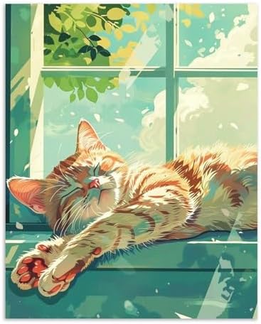 Alptiny Sleeping Cat Paint by Numbers Kit for Adults Beginner, 16x20 Inch by Unknown