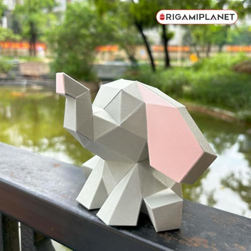 3D Origami Paper Craft Kit - Gray Elephant, Creative Handmade Paper Sculpture Art for Home Decor, Unique Pre-Cut DIY Pre-Cut Cute Animal Models Papercraft Set, Present for Teens & Adults - Image 6