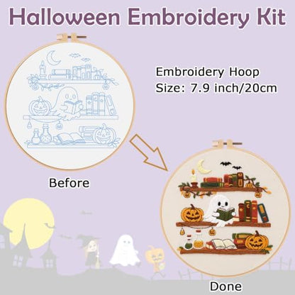 Nuberlic Halloween Ghost Reading Embroidery Kit for Beginners - Image 3