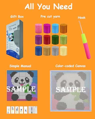 Manzapu Latch Hook Kits for Adults Beginner, 12x12 inch - 30x30 cm Cute Small Shaggy Rug Making Kits with Pre-Cut Yarn, Coded Canvas ＆ Crochet Hook Tool - Relaxing DIY Craft Gift - Image 2