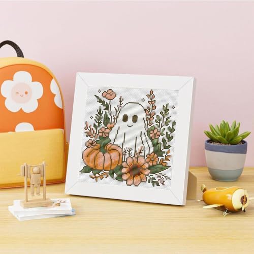Ghost Flower Stamped Cross Stitch Kits for Adults Beginners with Frame - Image 4