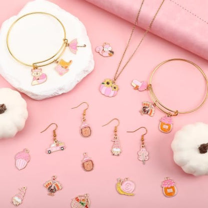 MARFOREVER 40 Pcs/20 Pairs Pink Fall Charms for Jewelry Making - Image 2