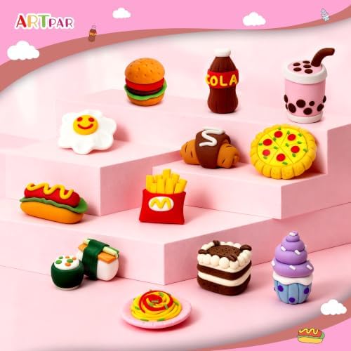 ARTPAR Air Dry Clay for Kids,12 Mini Food Modeling Magic Clay Sculpting Kit - Image 6