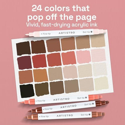 ARTISTRO Skin Tones Dual-Tip Acrylic Paint Marker Pens - Set of 24 - Image 2