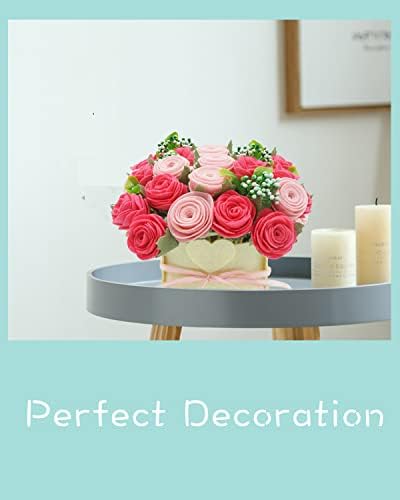 BAZIMA ALICE DIY Felt Flower Kit - Pink Rose Bouquet Kit, Floral Gifts - Arrange Pre-Cut Flowers and Foliage - Image 4