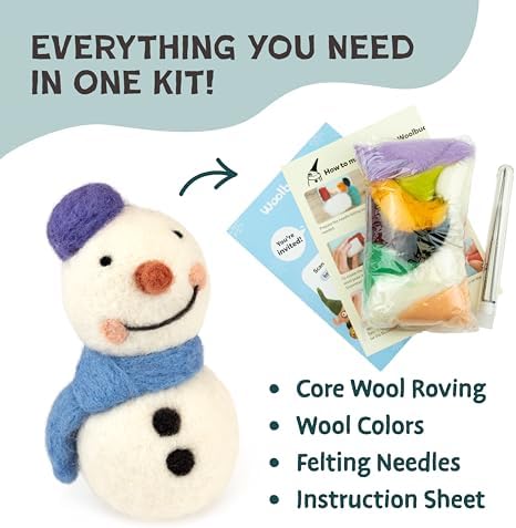 Woolbuddy Needle Felting Starter Kit (Snowman) for Adults with Tool & Guide - Image 2