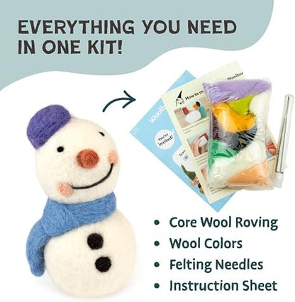 Woolbuddy Needle Felting Starter Kit (Snowman) for Adults with Tool & Guide - Image 2