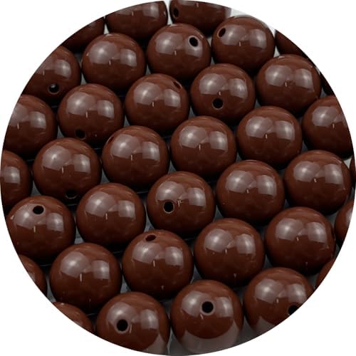 40pcs Acrylic Round Beads for Crafts 16mm Resin Candy Color Spacer Beads with Hole for Jewelry Making Sewing Crafts Decoration Necklaces Bracelets Earrings Supplies(Brown) by Unknown