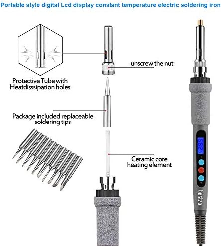 BESTZO Wood Burning Tool Kit - Digital LCD Pyrography Pen with Embossing, Carving & Soldering Tips, Manual & Case Included (Grey) - Image 3