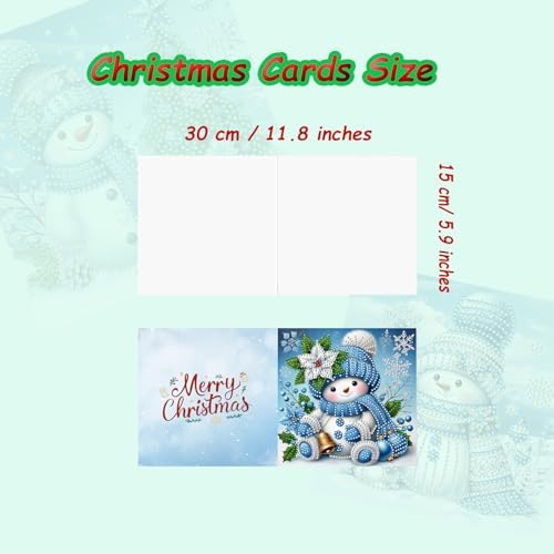 12 Packs Diamond Art Cards Kit, Diamond Painting Greeting Cards with Envelopes, DIY Card Making Kits for Adults, Gifts for Families, Friends, Partners (Snowman) - Image 4