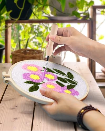 TINDTOP Punch Needle Kits, Flowers Punch Embroidery Kits for Adults - Image 4