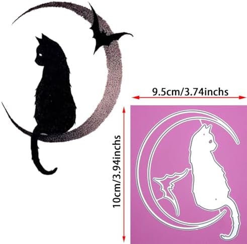 Halloween Dies Moon Bat Cat Metal Cutting Dies for Card Making, Happy Halloween Embossing Stencils Template Mould for DIY Scrapbooking Album - Image 2