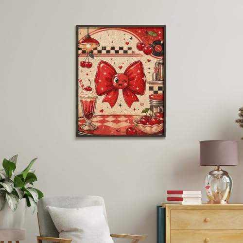 Bozfoxa Paint by Numbers Kit for Adults Beginner Red Cherry Bow - Image 5