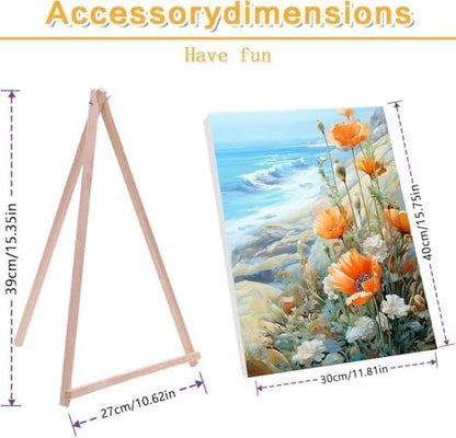 Paint by Numbers for Adults Beginner Flowers,Paint Number Kits Poppies and Daisies Adult,Paint by Number Sea View Adult Paint by Number Kits DIY Oil Painting Kits Gift, 12 x16 Inch（Include Framed） - Image 2