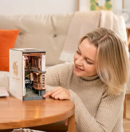 Rolife DIY Book Nook Kit Sakura Densya, DIY Miniature Booknook Kit Creative Decorative Bookend Bookshelf Insert 3D Puzzles for Adults, Halloween/Christmas Decorations/Gifts for Adults (Sakura Densya) - Image 3