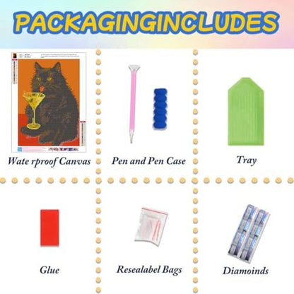 Lophomie Diamond Art Kits for Adults, 5D Cat Diamond Painting Kits 12x16 in - Image 6