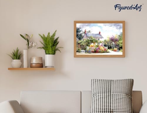 Figured'Art Paint by Numbers Kit for Adults Quiet Neighbourhood 16"x20" - Craft Art Painting Rolled Canvas with DIY Wooden Frame - Image 4
