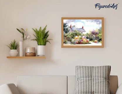 Figured'Art Paint by Numbers Kit for Adults Quiet Neighbourhood 16"x20" - Craft Art Painting Rolled Canvas with DIY Wooden Frame - Image 4