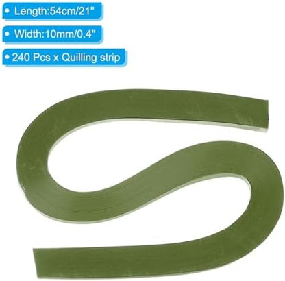 PATIKIL 240pcs Quilling Strips Paper 3/8"(10mm) 21"(54cm) Origami Paper Quilling Strip for Art DIY Craft Christmas, Army Green - Image 2