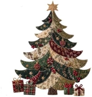 Christmas Patchwork Fabric DIY Decor Kit, Adult Sewing Handcrafted Set, Pre-Cut Fabric Squares, Make Your Own Christmas Tree Ornaments, Holiday Decoration Gift for Beginners(Christmas Tree) by Unknown