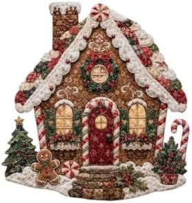 Christmas Patchwork Fabric DIY Decor Kit, Adult Sewing Handcrafted Set, Pre-Cut Fabric Squares, Make Your Own Christmas Tree Ornaments, Holiday Decoration Gift for Beginners(Gingerbread House) by Unknown
