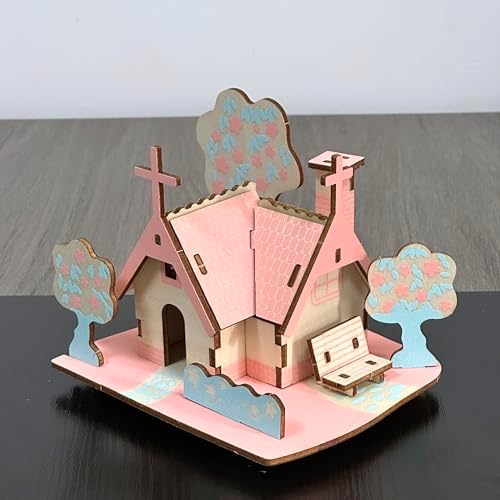 Log Cabin 3D Wooden House Puzzle,DIY Mini Building Model Kit，003 - Image 5