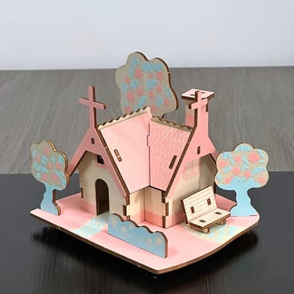 Log Cabin 3D Wooden House Puzzle,DIY Mini Building Model Kit，003 - Image 5