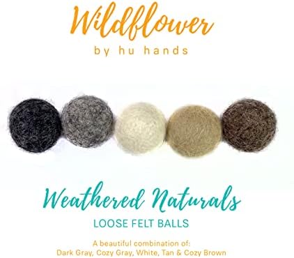 Wildflower by hu hands Weathered Naturals Wool Felt Balls (50) Pom Poms in Neutral Earth Tones for Crafts, Garland, & Decor .8-1 Inch Size | Hand Felted in Nepal 100% NZ Wool | Bag Included - Image 3