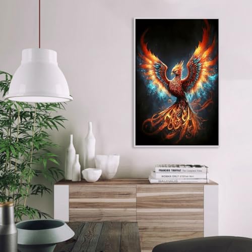 MaiMMaledy Paint by Numbers Kit for Adults Beginners Canvas Pictures with Framed Drawing Painting Acrylic Pigment with Wooden Triangle Easel Colorful Fire Phoenix 8Wx12L inch - Image 6