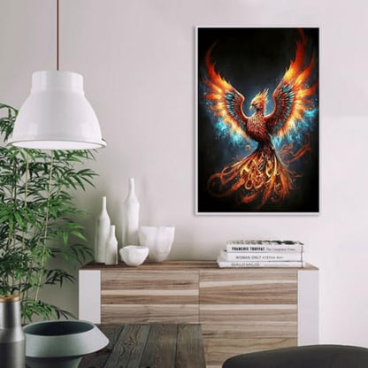 MaiMMaledy Paint by Numbers Kit for Adults Beginners Canvas Pictures with Framed Drawing Painting Acrylic Pigment with Wooden Triangle Easel Colorful Fire Phoenix 8Wx12L inch - Image 6