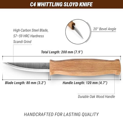 BeaverCraft DIY05 Wood Carving Kit C4 Wood Carving Knife for Whittling Sloyd Knife - Image 6