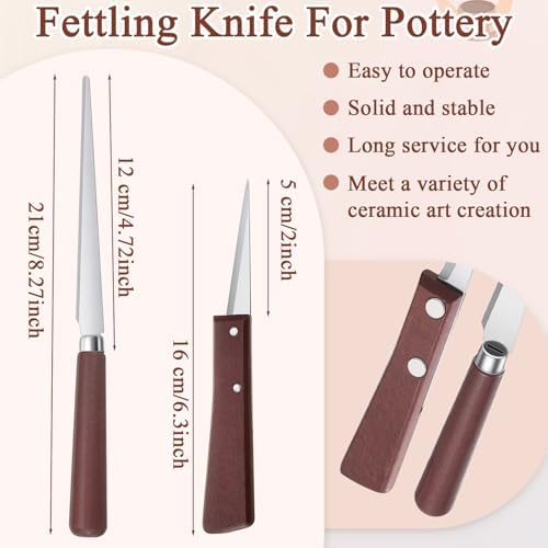 Amylove 3 Pcs Clay Bevel Cutter Fettling Knife Pottery Trim Kit, Red - Image 3