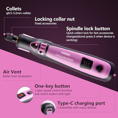 Cordless Resin Polishing Kit,Electric Resin Drill for Resin Casting Molds,Resin Tool with Mini Vice&143 Pcs Accessories,Resin Sander&Polishing Kit for Drilling,Carving,Polishing,Jewelry Making - Image 2