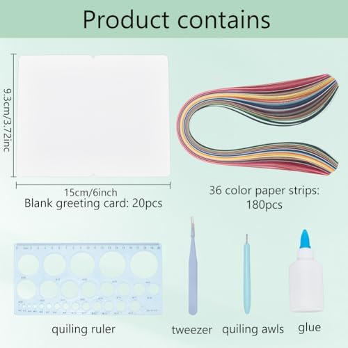 WEBEEDY 20 Sets Paper Quilling Kits for Beginners DIY Flowers Quilling Card Making Kits with 36 Colors Strips, 20 Cards, Paper Quilling Tools and Supplies Home Room Wall Art Decor Creative Gift - Image 2
