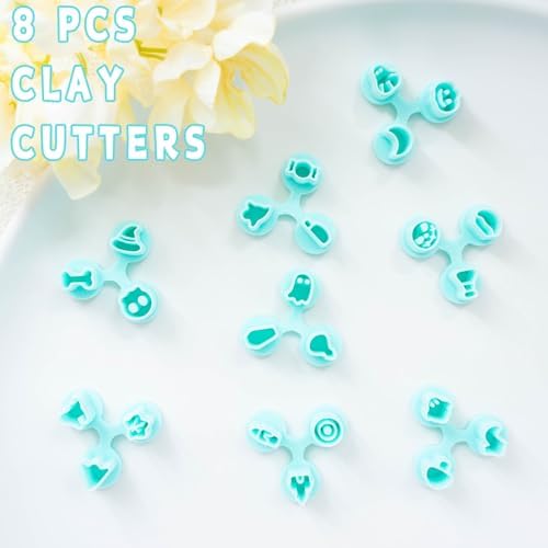 Tainsky Halloween Micro Polymer Clay Cutters for Earrings Making, 8 Shapes Mini Polymer Clay Cutters for Earrings (Holiday-B) - Image 2