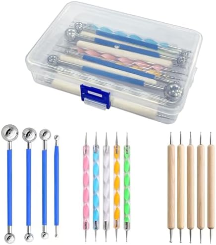 14Pcs Ball Stylus Pottery Tool Set, Blue Embossing Tool, Dual-Ended Multi-Size Clay Sculpting Dotting Tools, Professional Modeling Tools for Pottery, Polymer Clay, Nail Art, Fondant & DIY Crafts by DAIXIANGER