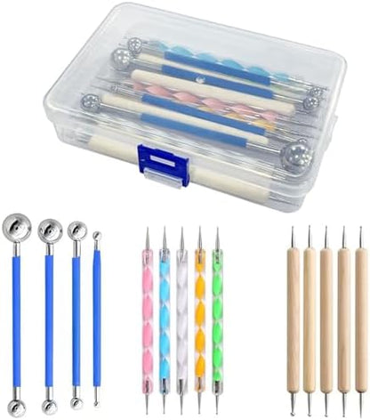 14Pcs Ball Stylus Pottery Tool Set, Blue Embossing Tool, Dual-Ended Multi-Size Clay Sculpting Dotting Tools, Professional Modeling Tools for Pottery, Polymer Clay, Nail Art, Fondant & DIY Crafts by DAIXIANGER