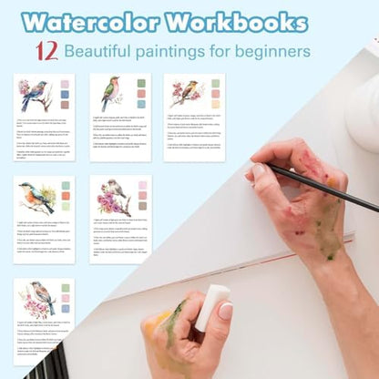 Bird Pattern Watercolor Workbook,Water Coloring Book with Animal Theme Designs on Premium Paper,12 Beginner Friendly Sketched Illustrations,Perfect for Gifting to Spark Creativity & Joy for Adults - Image 4