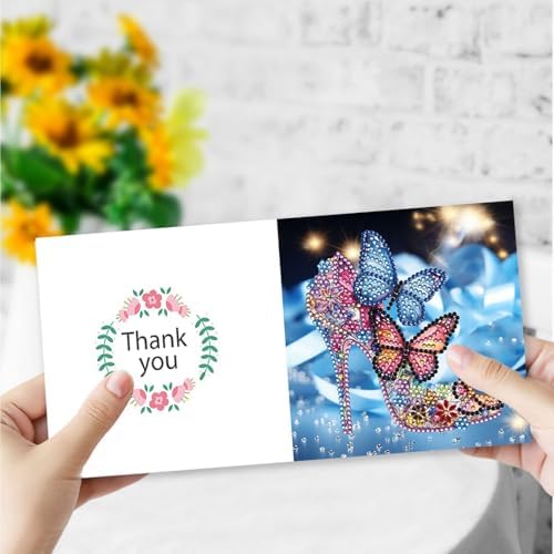 DIY Diamond Greeting Cards Set Christmas, 5D DIY Diamond Art Painting Greeting Card, DIY Christmas Card Making Kits for Family Friends Handmade Gift-#25-High Heels - Image 5