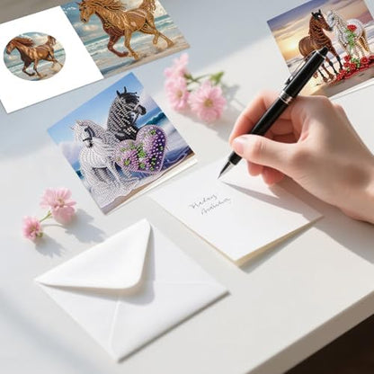 6pcs Diamond Painting Greeting Card with envelopes, DIY Seaside and horses Diamond Art Greeting Card for Blessing and Wish Special Shaped Arts Crafts for Christmas Birthday Thanksgiving Day Holiday - Image 5