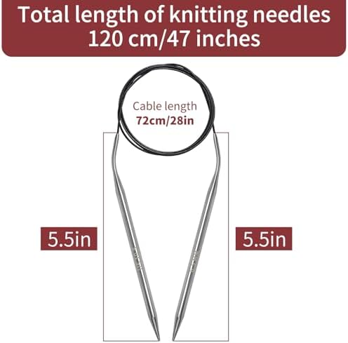Soosui 6.5mm Circular Knitting Needles US10.5, 47 inches/120cm Curved Tail - Image 2