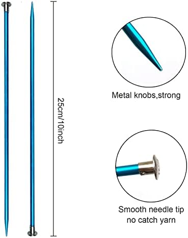 Weabetfu Aluminum Metal Knitting Needle,Colored Straight Single Pointed,10-inch Length for Handmade DIY Knitting,Size US 4(3.5mm),Random Color - Image 3