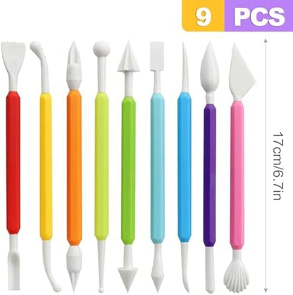 ZeriLion 9 Pcs Clay Sculpting Tools Set for Adults, Double-Ended Pottery Carving and Modeling Tools for Professional Air Dry and Polymer Clay Crafting - Image 2