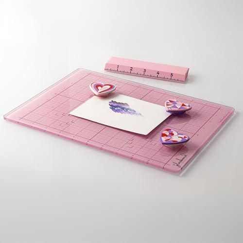 GLASSBOARD STUDIO Glass Craft Mat - Magnetic, Heat & Scratch Resistant - For Crafting, Cutting, Painting, Mixed Media Artwork - Grid Lines, Non-Slip Rubber Feet (Blush 18"L x 24"W) - Image 3